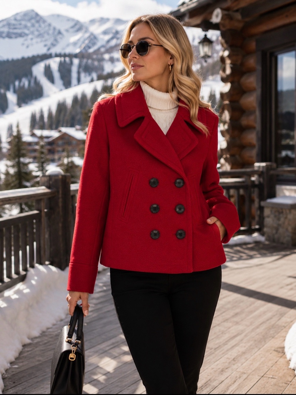 Vintage Women's Red Wool Coat New York Classics XL